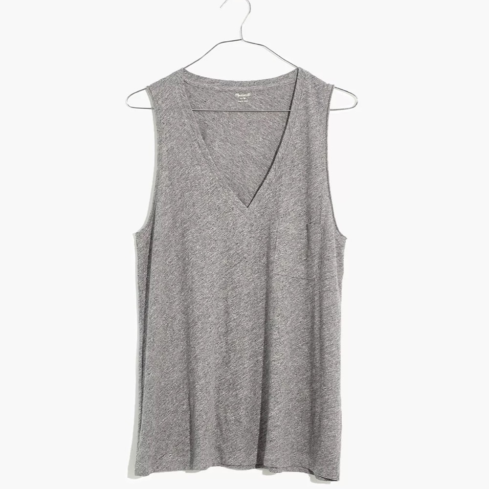 Whisper Cotton V-Neck Pocket Tank -XS